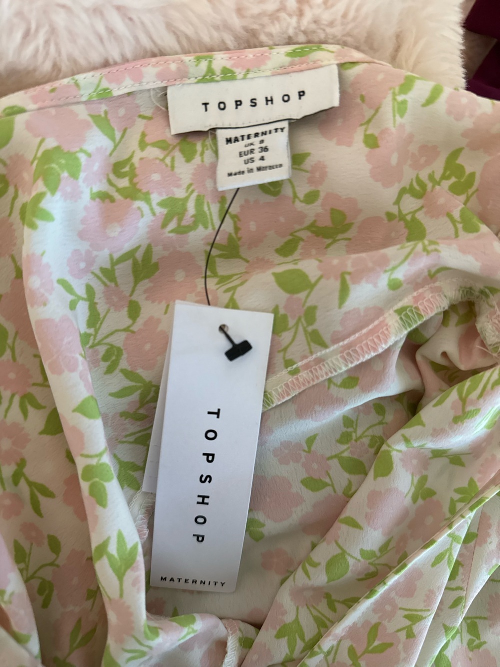 ✨ Topshop Maternity Floral Double V Ruffle Maxi Dress - Size 4 NWT - Picture 4 of 4